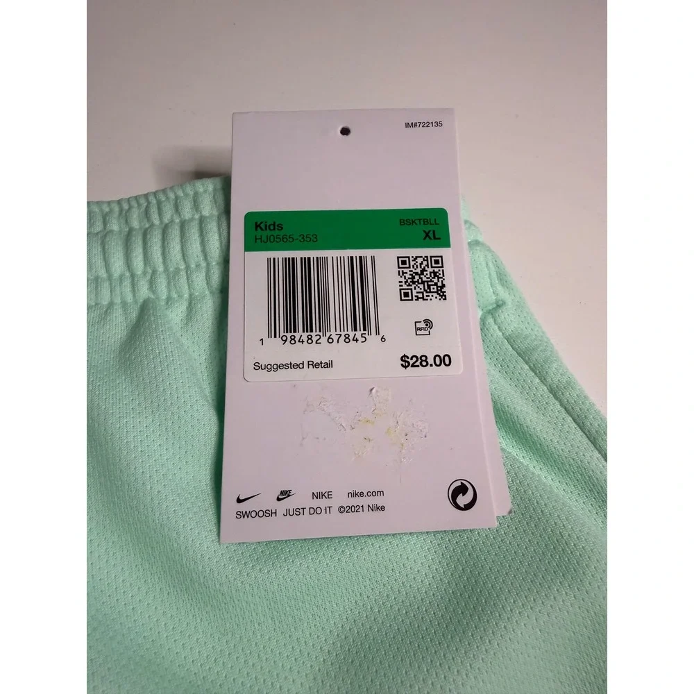 Nike Kids Dri-FIT Basketball Shorts Mint and Black HJ0565-353 XL
